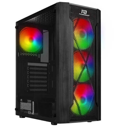 PowerBoost VK-P1900B 500W USB 3.0 ATX Mesh Panel Fixed Rainbow Fan Siyah Kasa