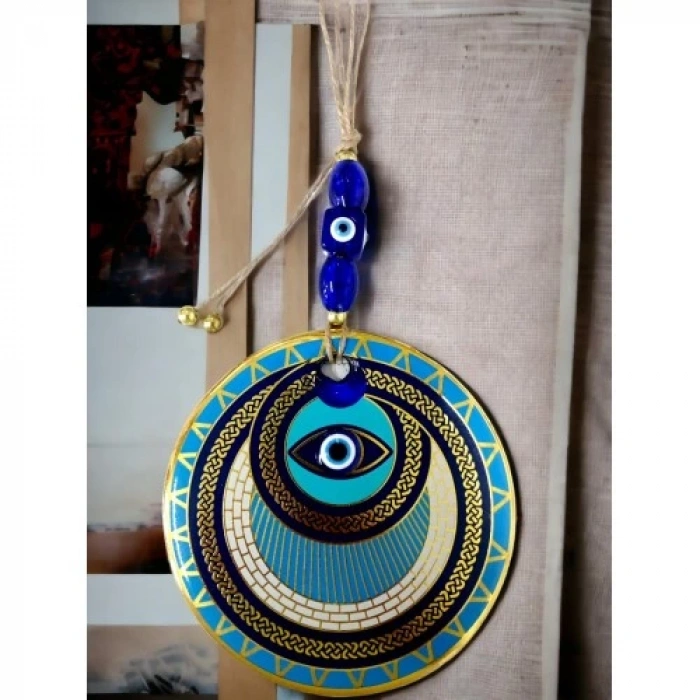 Dodes Altın İşlemeli Halka Model Nazar Boncuk Gözlü Duvar Süsü Zincir Duvar Dekoru