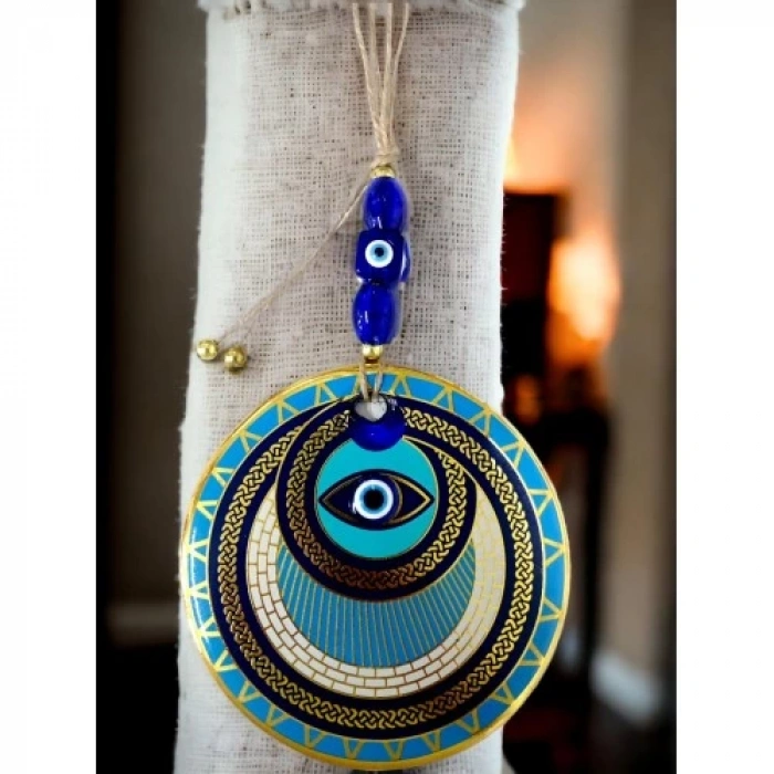 Dodes Altın İşlemeli Halka Model Nazar Boncuk Gözlü Duvar Süsü Zincir Duvar Dekoru