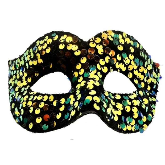 Dodes Altın Renk Pul Payet İşlemeli Balo Maskesi