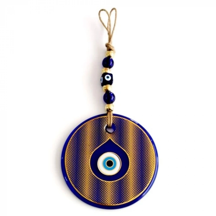 Dodes Altın Sarısı Yaldızlı Damla Göz Modelli Cam Duvar Süsü