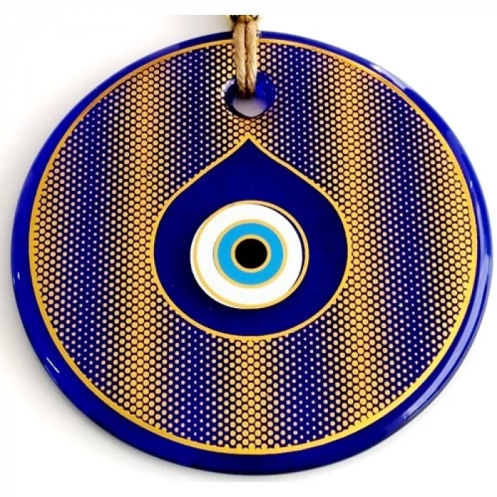 Dodes Altın Sarısı Yaldızlı Damla Göz Modelli Cam Duvar Süsü