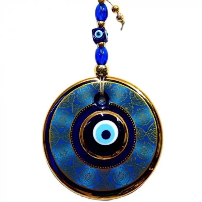 Dodes Altın Yaldızlı Nazar Boncuğu İşlemeli El Yapımı Duvar Süsü, Hediyelik Nazarlık