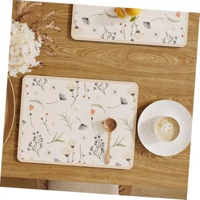 Dodes Çiçekli Kaymaz Servis Matı