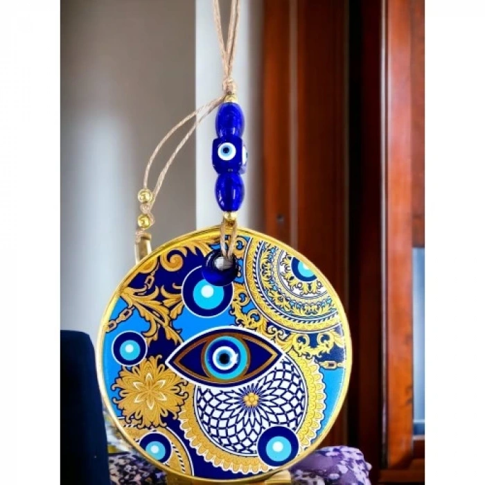 Dodes Çini Gold Desen Nazar Boncuklu Gözlü Duvar Süsü