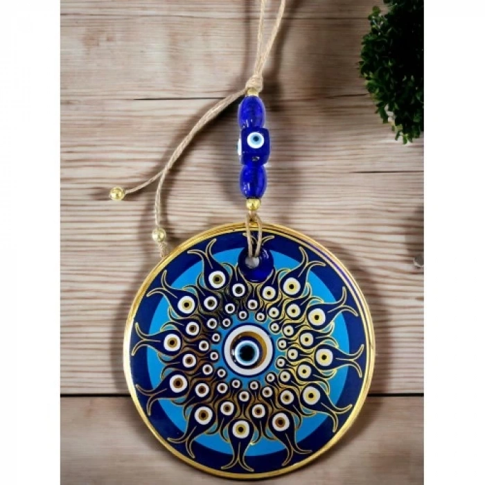 Dodes Dekoratif Desen Nazar Boncuklu Duvar Süsü Cam Duvar Dekoru