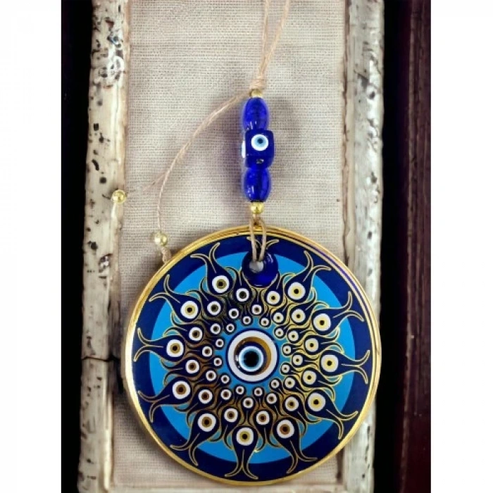 Dodes Dekoratif Desen Nazar Boncuklu Duvar Süsü Cam Duvar Dekoru