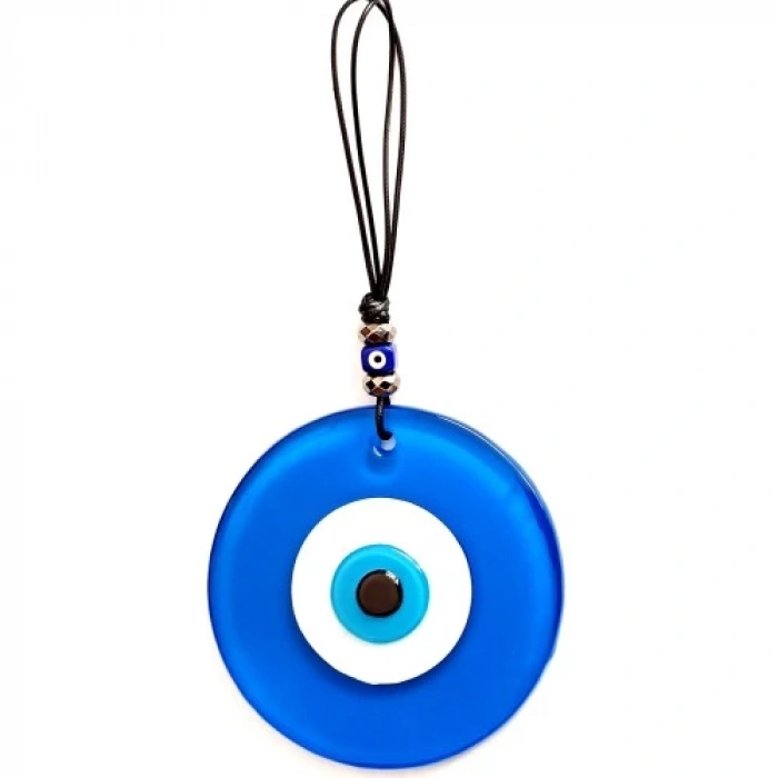 Dodes Deri İpli Nazar Boncuklu Tasarım Harikası Mavi Duvar Süsü