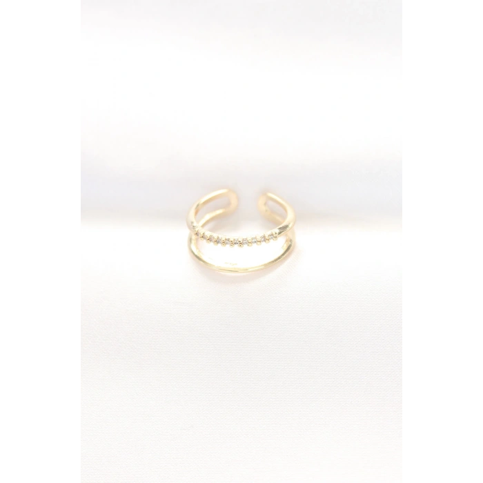 Dodes Dodes 2li Görünümlü Su Yolu Tasarımlı Gold Renk Ayarlanabilir Yüzük TG27BYK3136