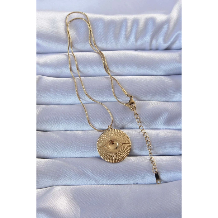 Dodes Dodes 316L Altın Renk İşlemeli Göz Kolye TG27BKO9276