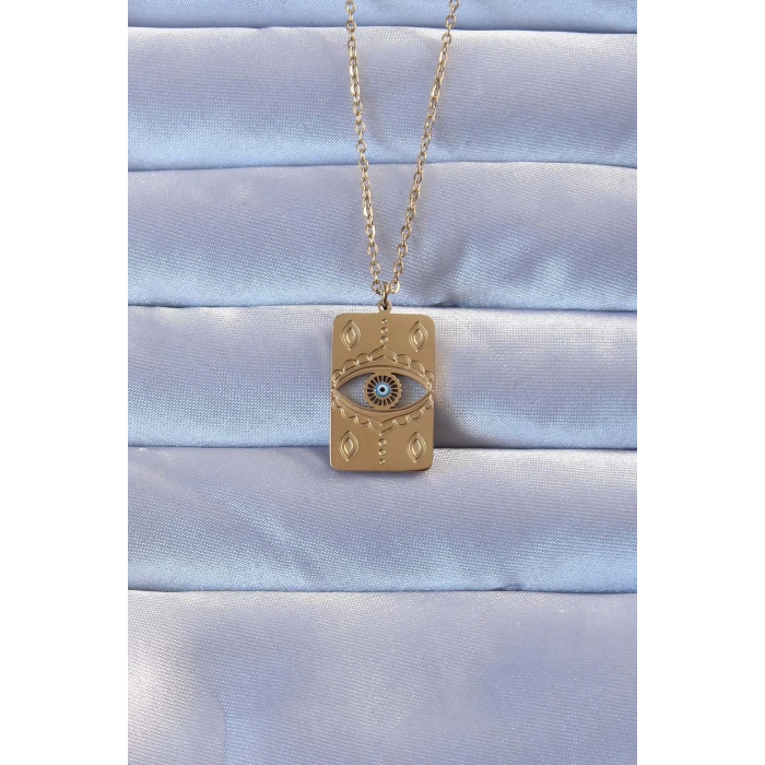 Dodes Dodes 316L Altın Renk İşlemeli Nazarlı Vintage Kolye TG27BKO9268