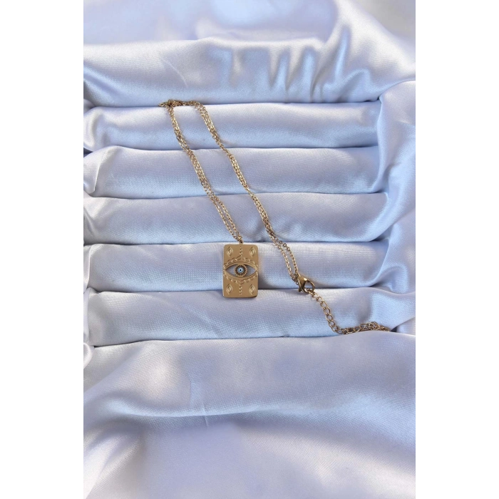 Dodes Dodes 316L Altın Renk İşlemeli Nazarlı Vintage Kolye TG27BKO9268