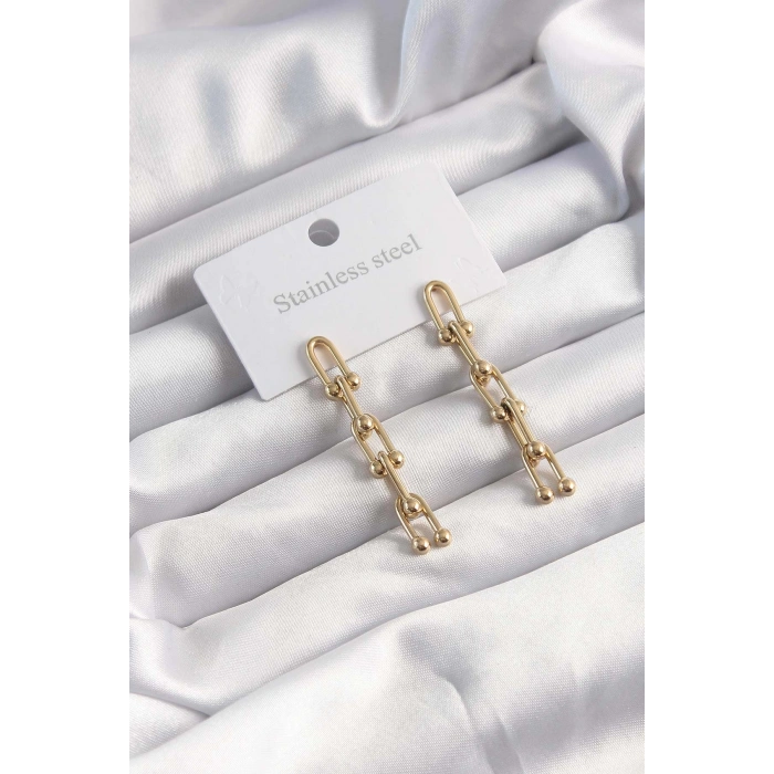 Dodes Dodes 316L Çelik Altın Renk Sallantılı Model Küpe TG27BKP9498
