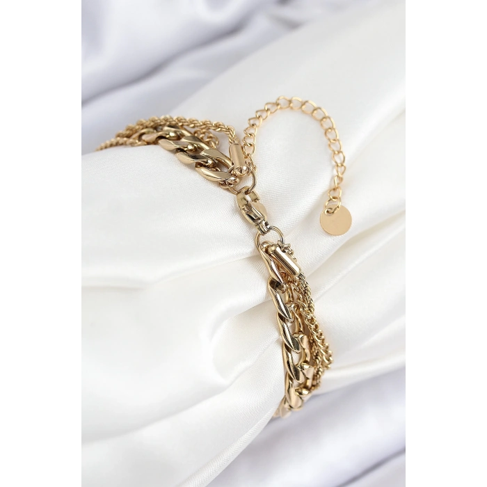 Dodes Dodes 316L Çelik Çoklu Görünüm Geçmeli Halka Model Gold Renk Kadın Bileklik TG27BB7836