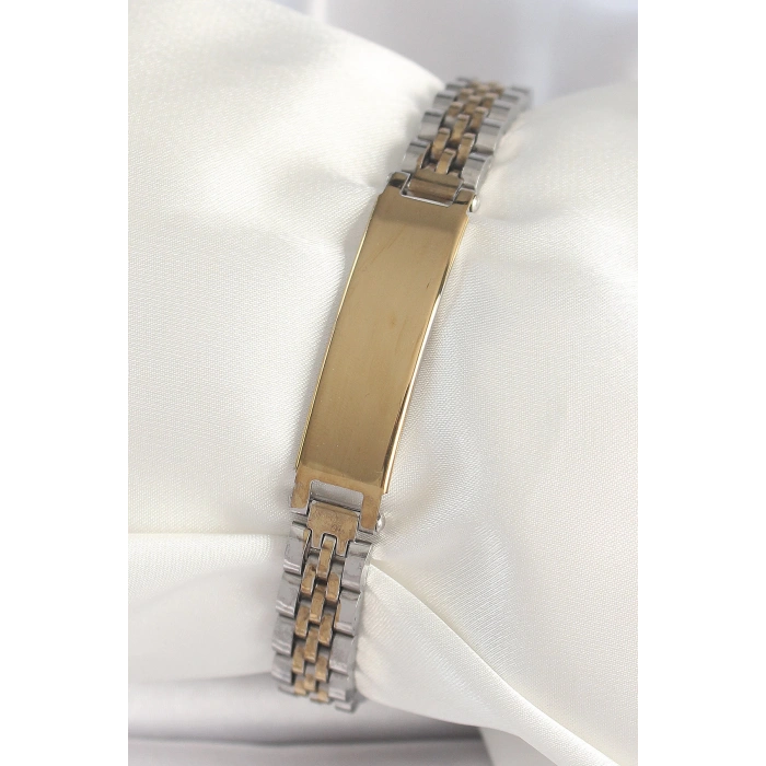 Dodes Dodes 316L Çelik Gold Gümüş Renk Kalın Zincir Künye Model Erkek Bileklik TG27EB3717