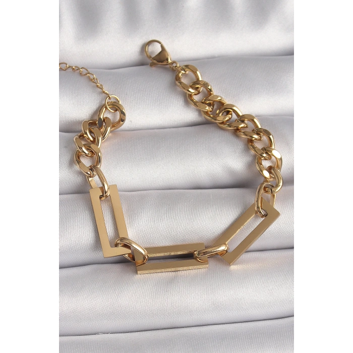 Dodes Dodes 316L Çelik Gold Renk 2Li Zincir Model Kadın Bileklik TG27BB6731