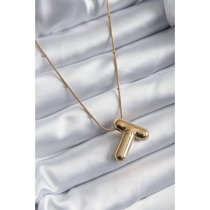 Dodes Dodes 316L Çelik Gold Renk Bubble T Harf Model Kadın Kolye TG27BKO7955