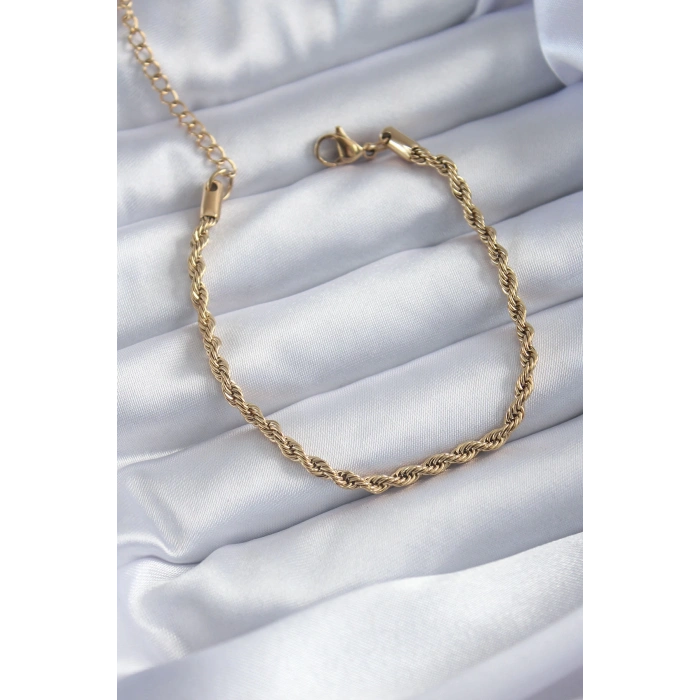 Dodes Dodes 316L Çelik Gold Renk Burgu Zincir Model Kadın Bileklik TG27BB5667