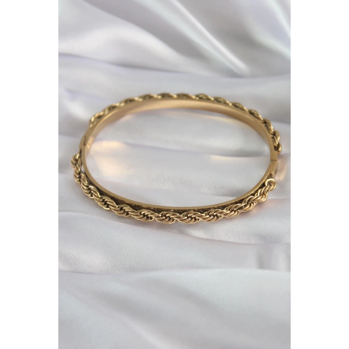 Dodes Dodes 316L Çelik Gold Renk Burgu Zincir Model Kadın Kelepçe TG27BB5904