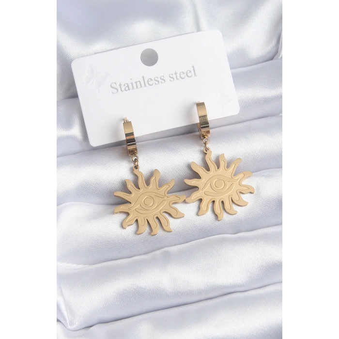 Dodes Dodes 316L Çelik Gold Renk Güneş Model Göz İşleme Kadın Küpe TG27BKP8146