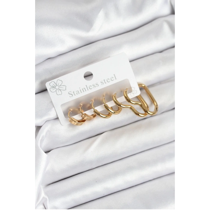 Dodes Dodes 316L Çelik Gold Renk Kadın Küpe Seti TG27BKP11222