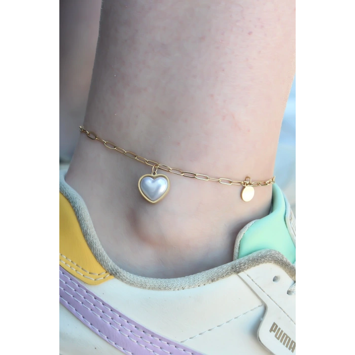 Dodes Dodes 316L Çelik Gold Renk Kalp Model Kadın Halhal TG27HH1493