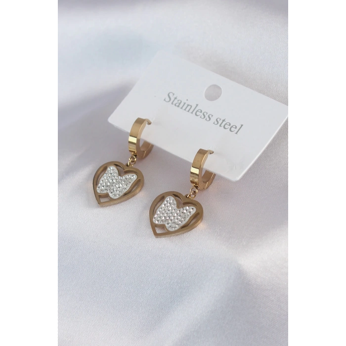 Dodes Dodes 316L Çelik Gold Renk Kelebek Model Zirkon Taş Detay Kadın Küpe TG27BKP7482