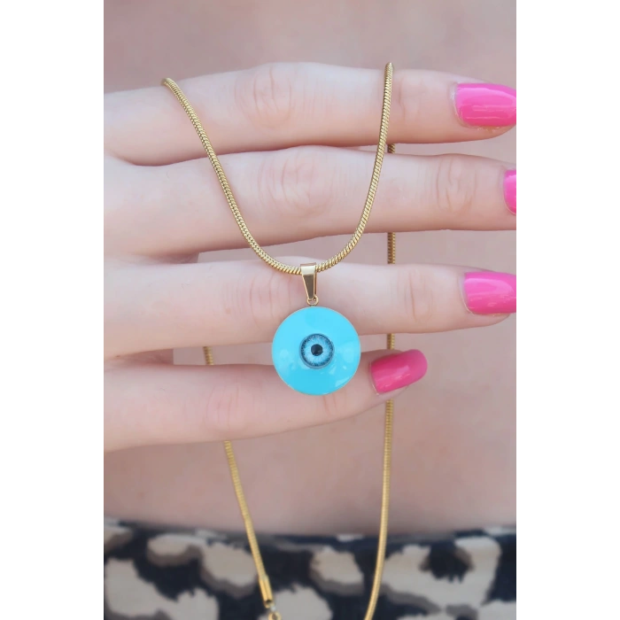 Dodes Dodes 316L Çelik Gold Renk Nazar Boncuk Model Kadın Kolye TG27BKO7391