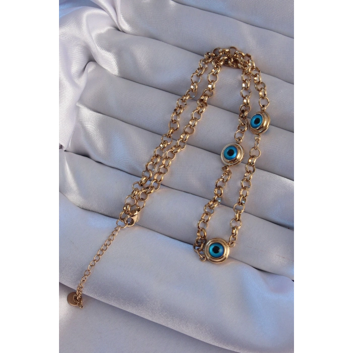 Dodes Dodes 316L Çelik Gold Renk Nazar Boncuk Model Kolye TG27BKO8947