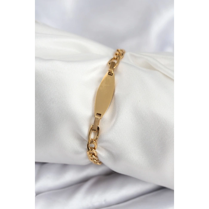Dodes Dodes 316L Çelik Gold Renk Oval Yazı Yazmaya Uygun Kadın Bileklik TG27BB7917