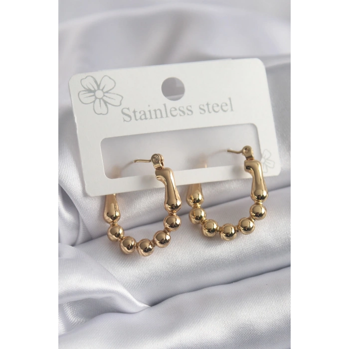 Dodes Dodes 316L Çelik Gold Renk Topçuk Halka Model Kadın Küpe TG27BKP8301