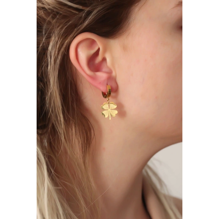 Dodes Dodes 316L Çelik Gold Renk Yonca Küpe TG27BKP6327