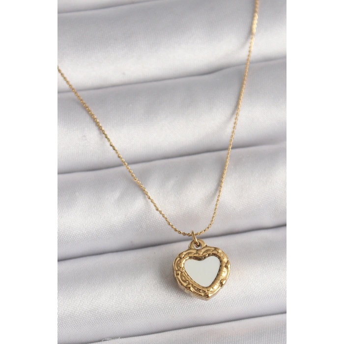 Dodes Dodes 316L Çelik Gold Renk Zincir Sedefli Kalp Model Kadın Kolye TG27BKO9784