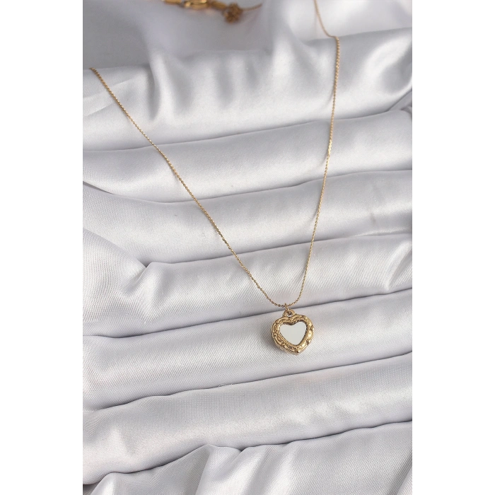 Dodes Dodes 316L Çelik Gold Renk Zincir Sedefli Kalp Model Kadın Kolye TG27BKO9784