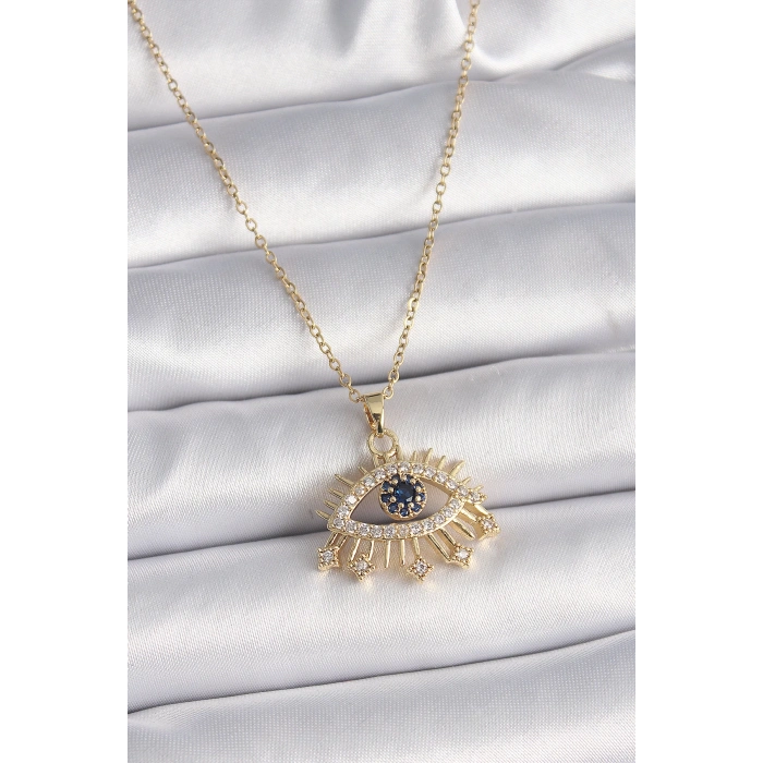 Dodes Dodes 316L Çelik Gold Renk Zincir Zirkon Taşlı Göz Model Kadın Yüzük TG27BKO9563