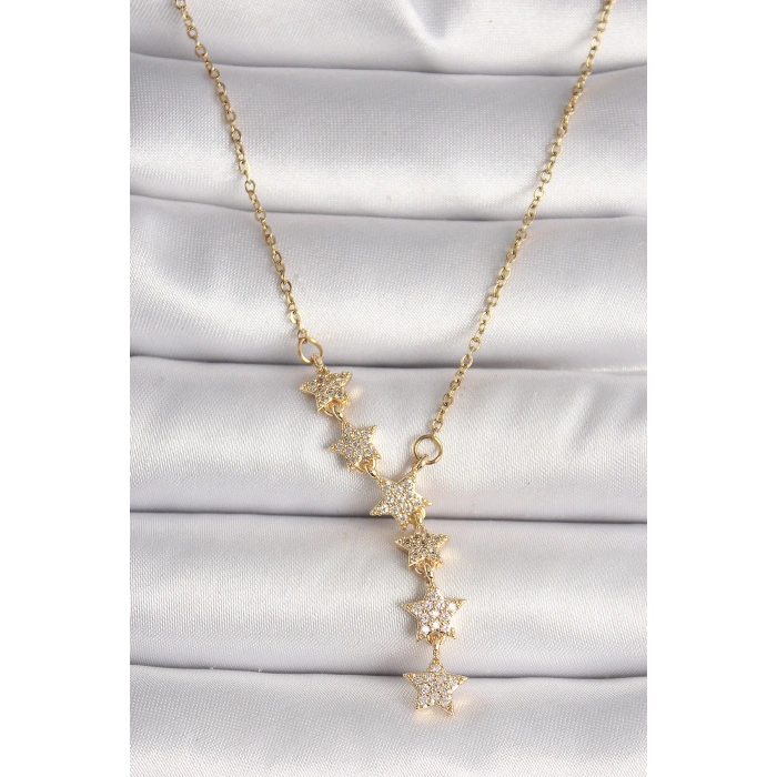 Dodes Dodes 316L Çelik Gold Renk Zincir Zirkon Taşlı Yıldız Model Kadın Kolye TG27BKO10041