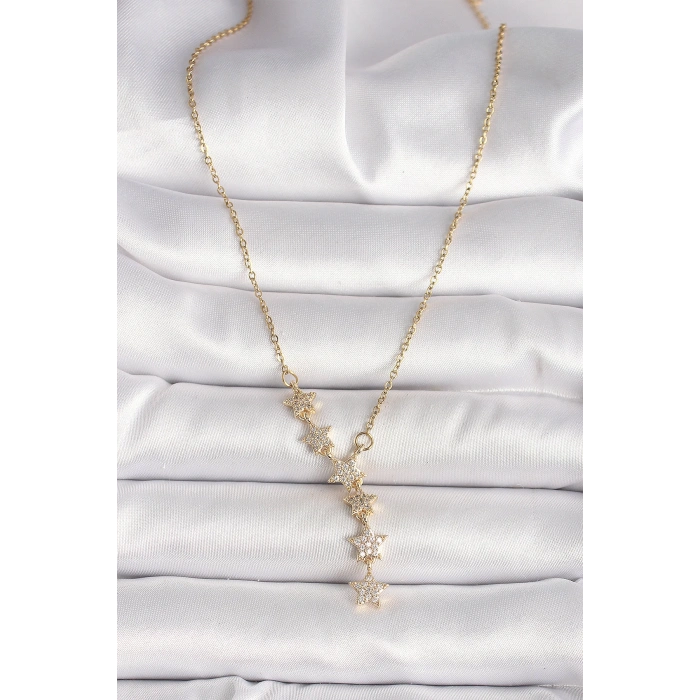 Dodes Dodes 316L Çelik Gold Renk Zincir Zirkon Taşlı Yıldız Model Kadın Kolye TG27BKO10041