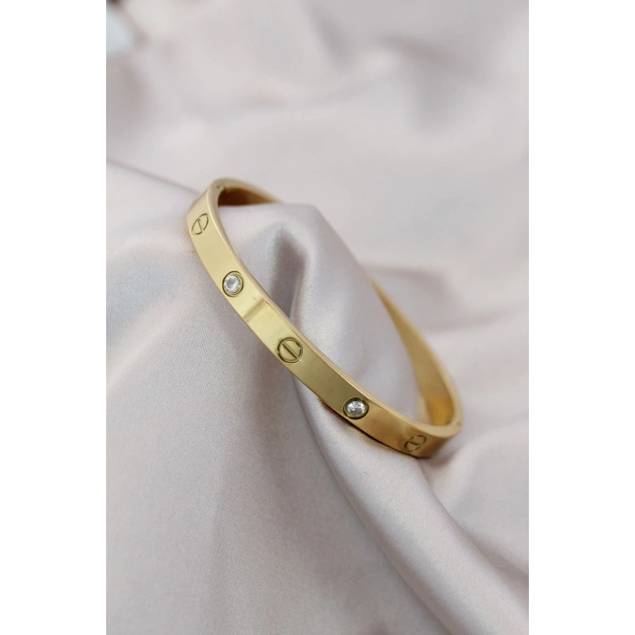 Dodes Dodes 316L Çelik Gold Renk Zirkon Taşlı Bileklik TG27BB4119