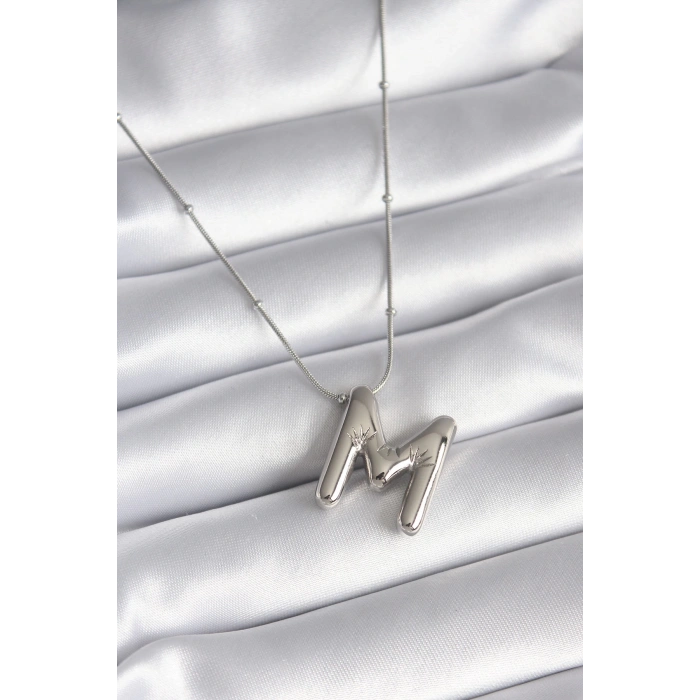 Dodes Dodes 316L Çelik Gümüş Renk Bubble M Harf Model Kadın Kolye TG27BKO8307