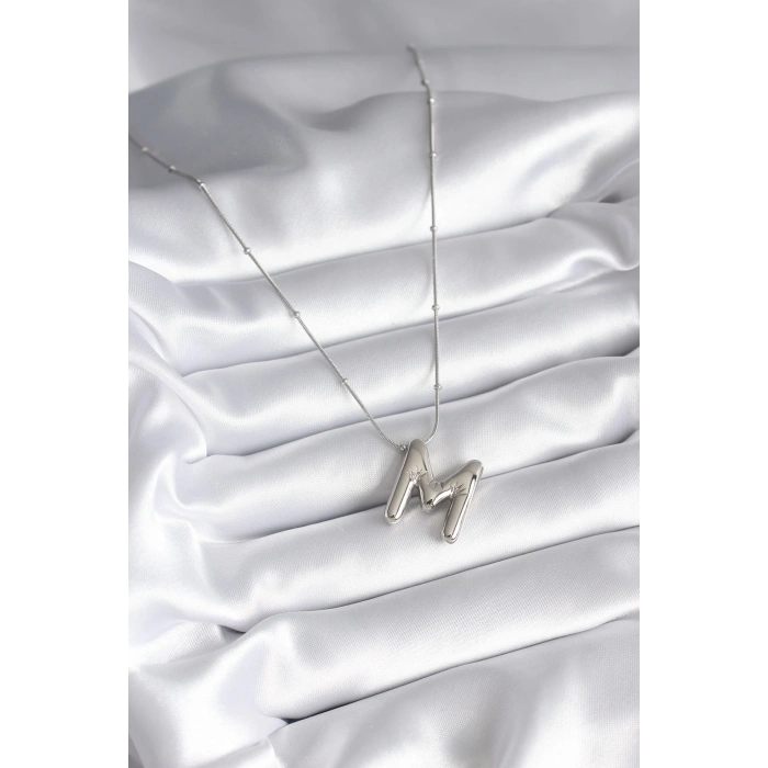 Dodes Dodes 316L Çelik Gümüş Renk Bubble M Harf Model Kadın Kolye TG27BKO8307