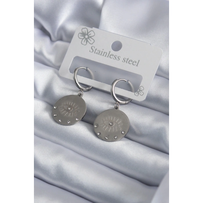 Dodes Dodes 316L Çelik Gümüş Renk Göz İşleme Zirkon Taş Detay Kadın Küpe TG27BKP7959