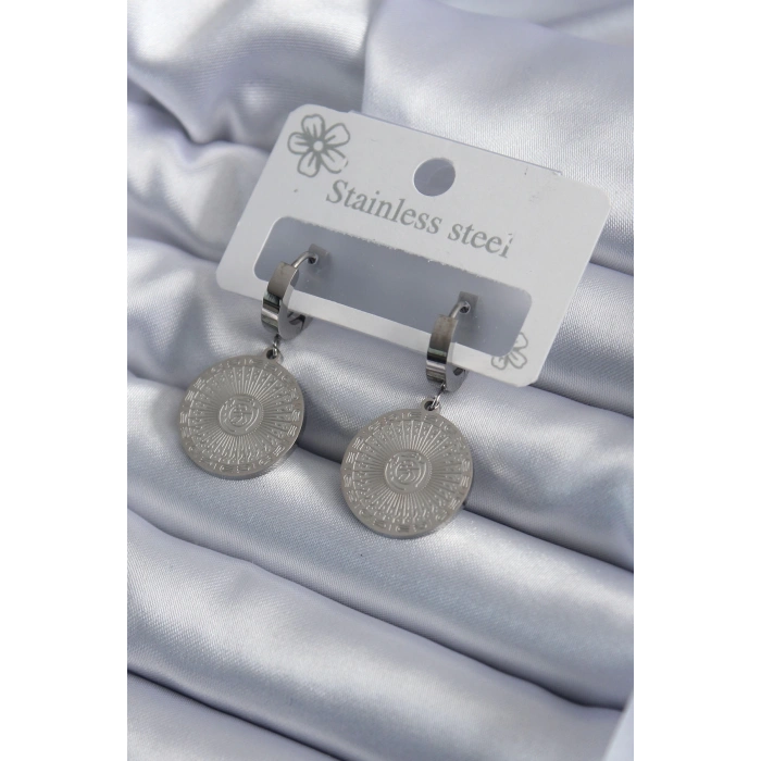 Dodes Dodes 316L Çelik Gümüş Renk İşleme Detay Kadın Küpe TG27BKP7929