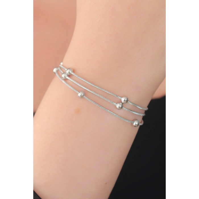 Dodes Dodes 316L Çelik Gümüş Renk Minimal Top Figür Kadın Bileklik TG27BB5142