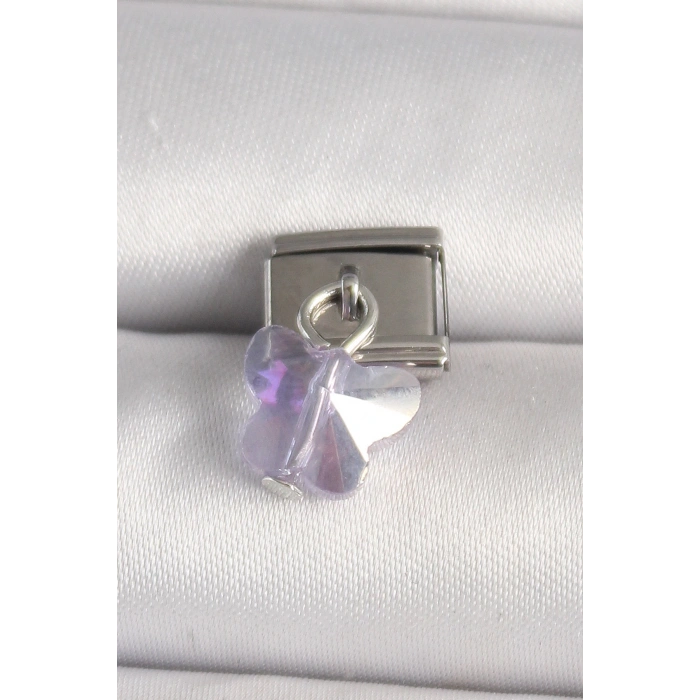 Dodes Dodes 316L Çelik Gümüş Renk Mor Zirkon Taşlı Nomination Charm TG27BC1318