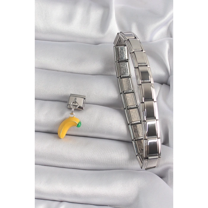 Dodes Dodes 316L Çelik Gümüş Renk Sallantı Muz Model Nomination Charm TG27BC1167