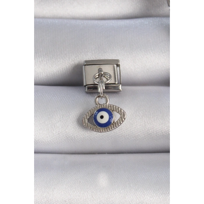 Dodes Dodes 316L Çelik Gümüş Renk Sallantılı Göz Figür Nazar Boncuk Detay Nomination Charm TG27BC1044