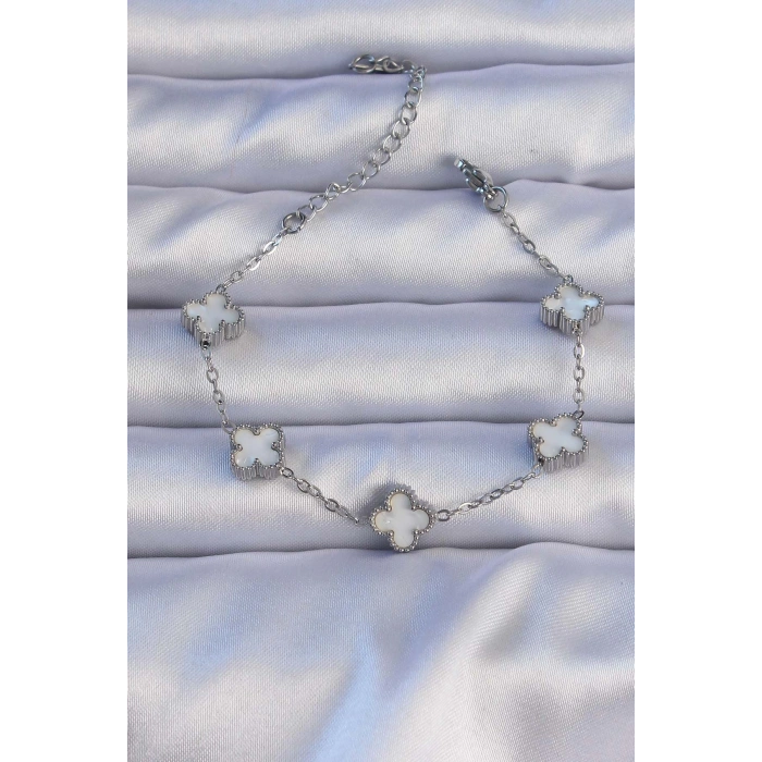 Dodes Dodes 316L Çelik Gümüş Renk Sedefli Baby Boy Yonca Model Bileklik TG27BB6302