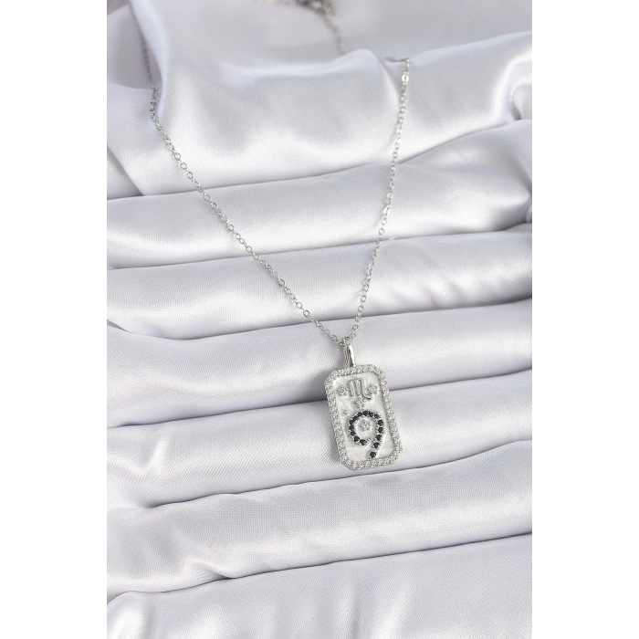 Dodes Dodes 316L Çelik Gümüş Renk Zincir Akrep Burcu Zirkon Taşlı Kadın Kolye TG27BKO9453