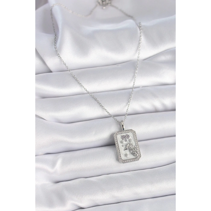 Dodes Dodes 316L Çelik Gümüş Renk Zincir Koç Burcu Zirkon Taşlı Kadın Kolye TG27BKO9452