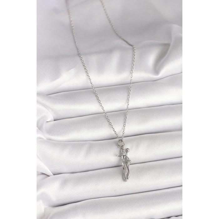 Dodes Dodes 316L Çelik Gümüş Renk Zincir Sarılma Model Kadın Kolye TG27BKO9977